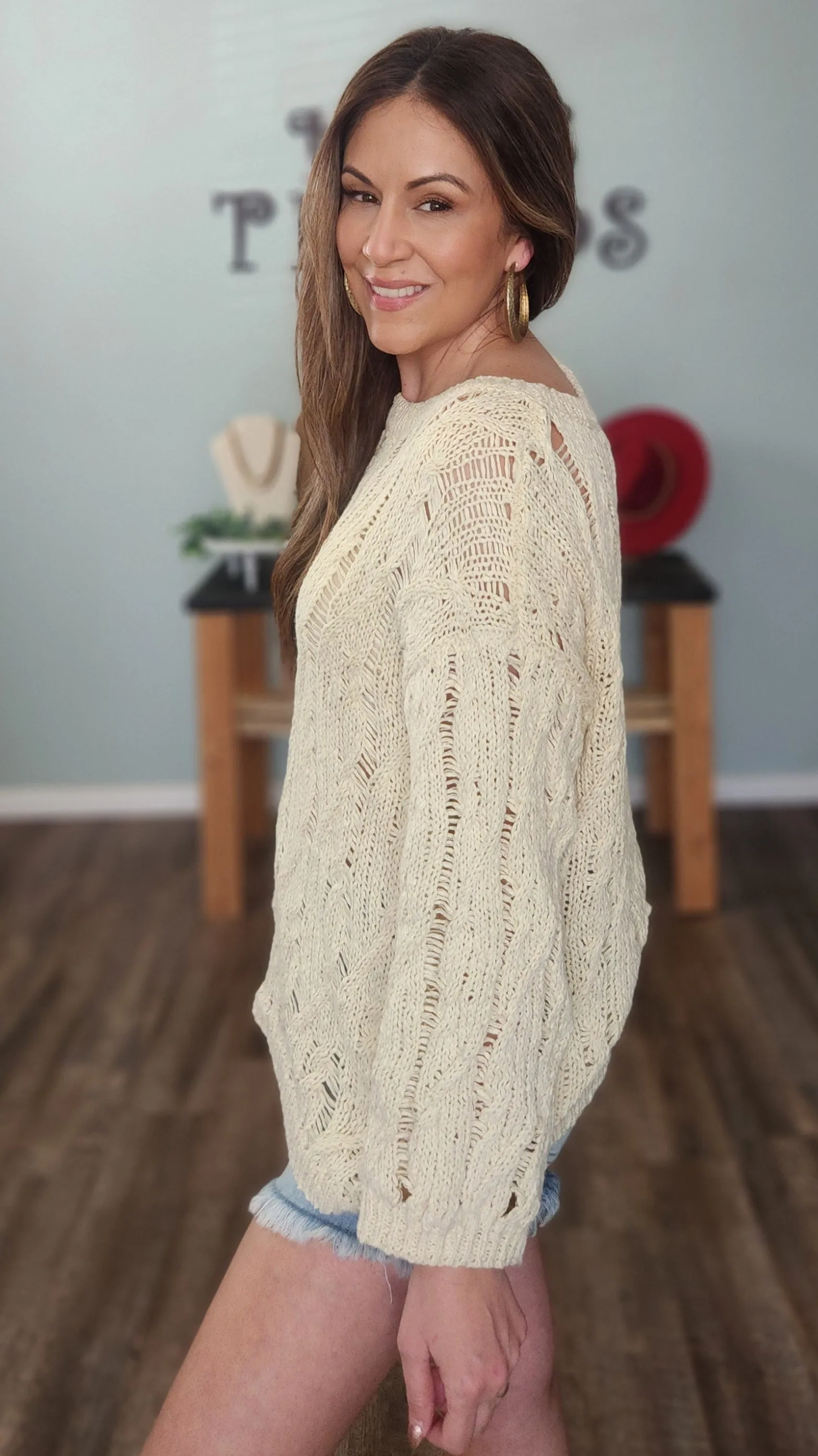 Love Me Forever Crochet Sweater-Cream