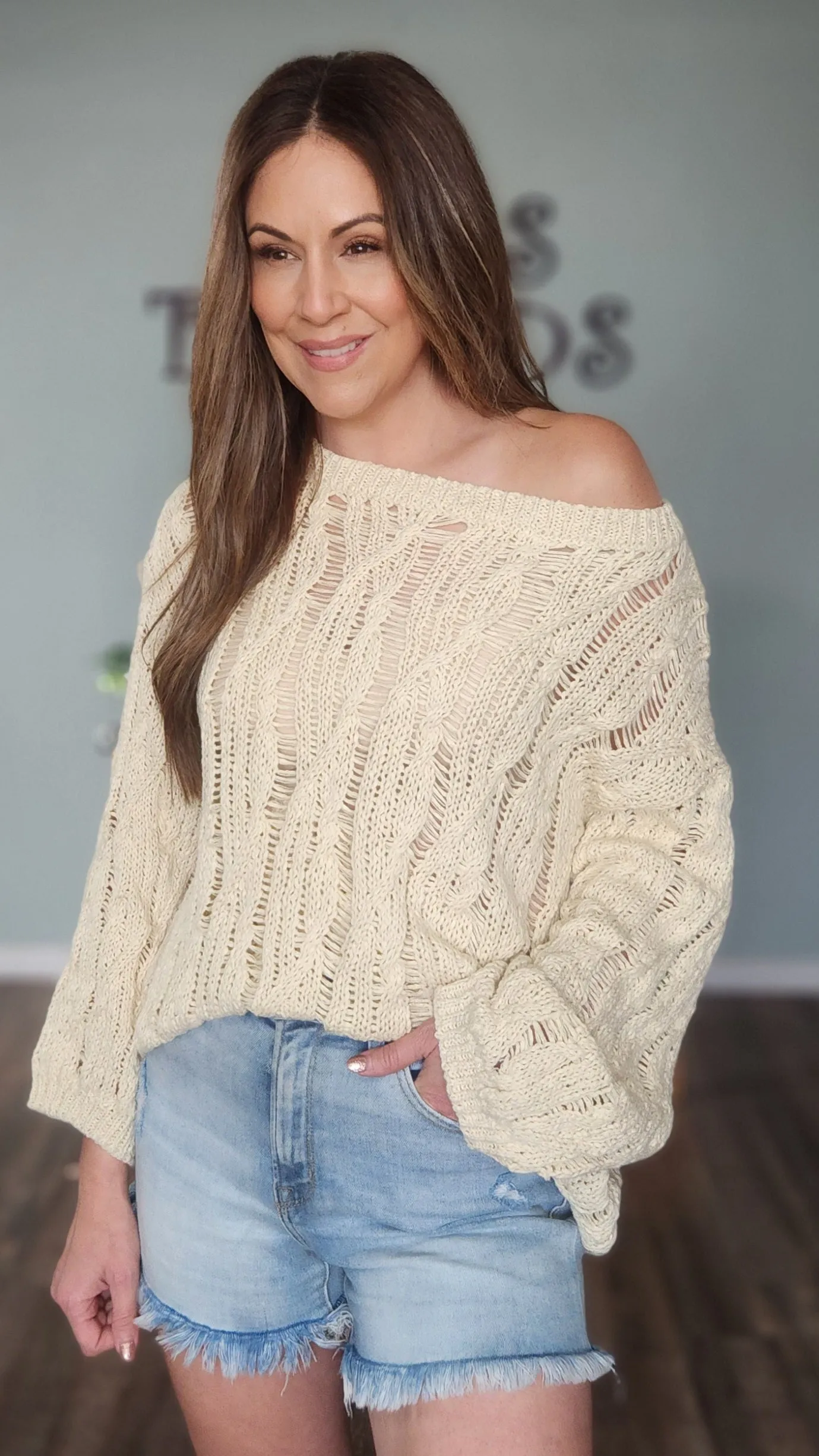 Love Me Forever Crochet Sweater-Cream