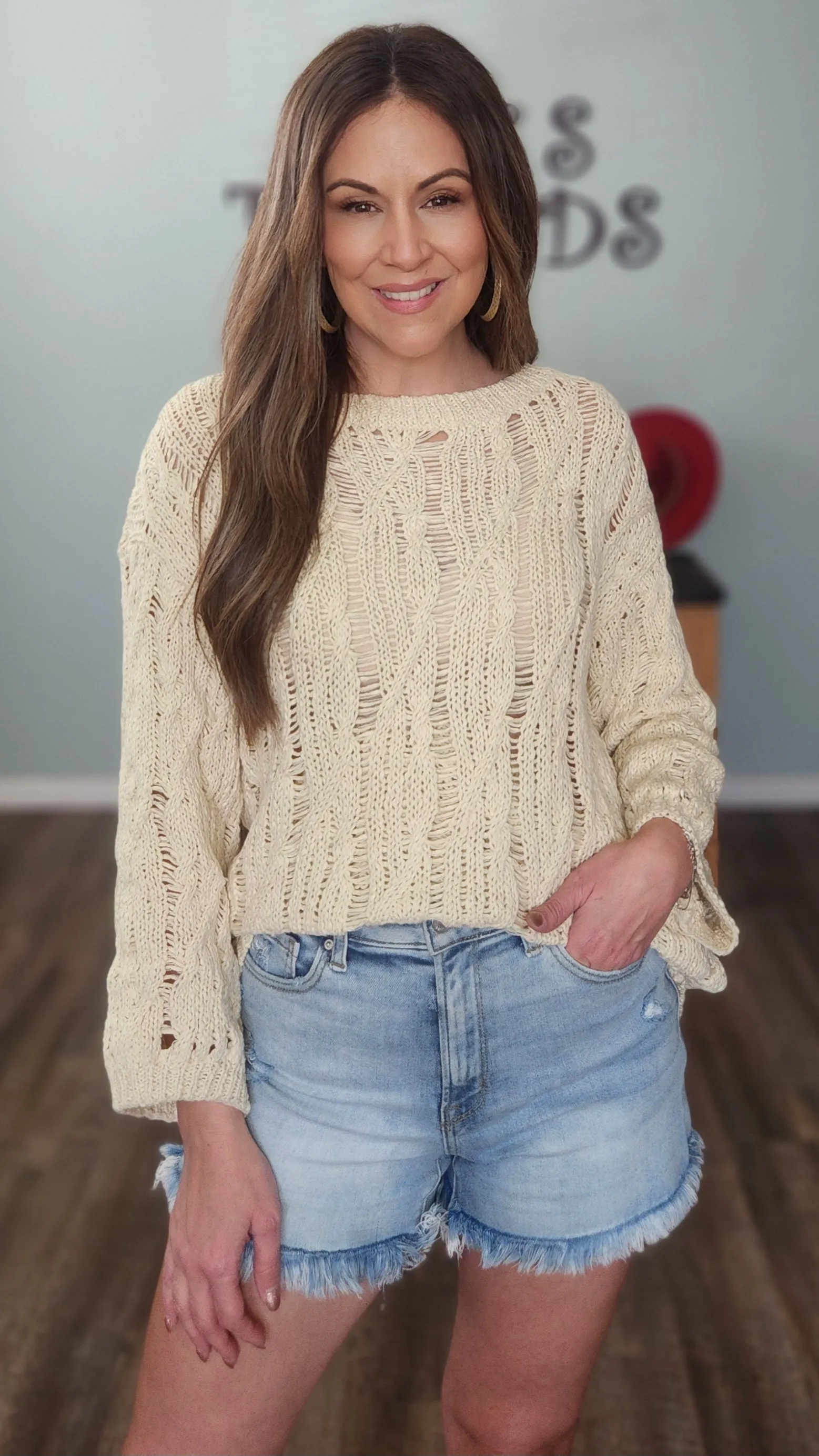 Love Me Forever Crochet Sweater-Cream