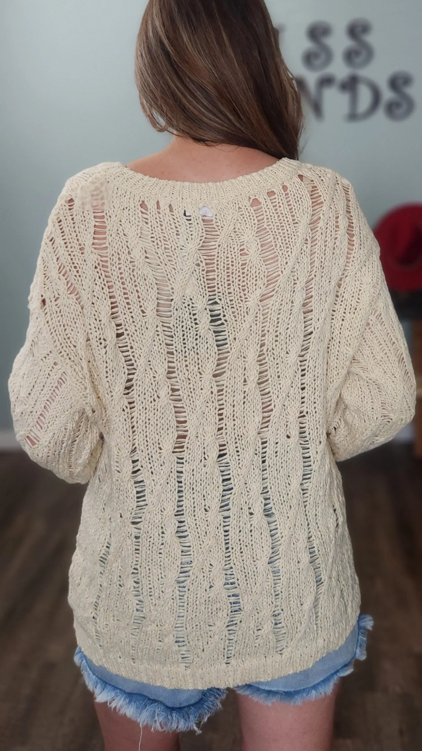 Love Me Forever Crochet Sweater-Cream